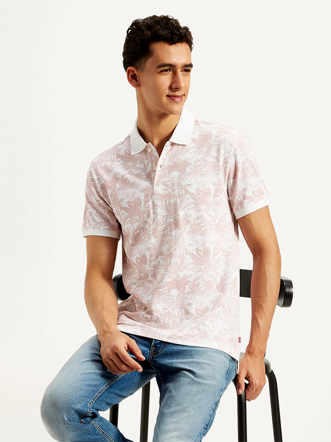 Men's Floral Print Slim Fit Polo T-Shirt - 20 View