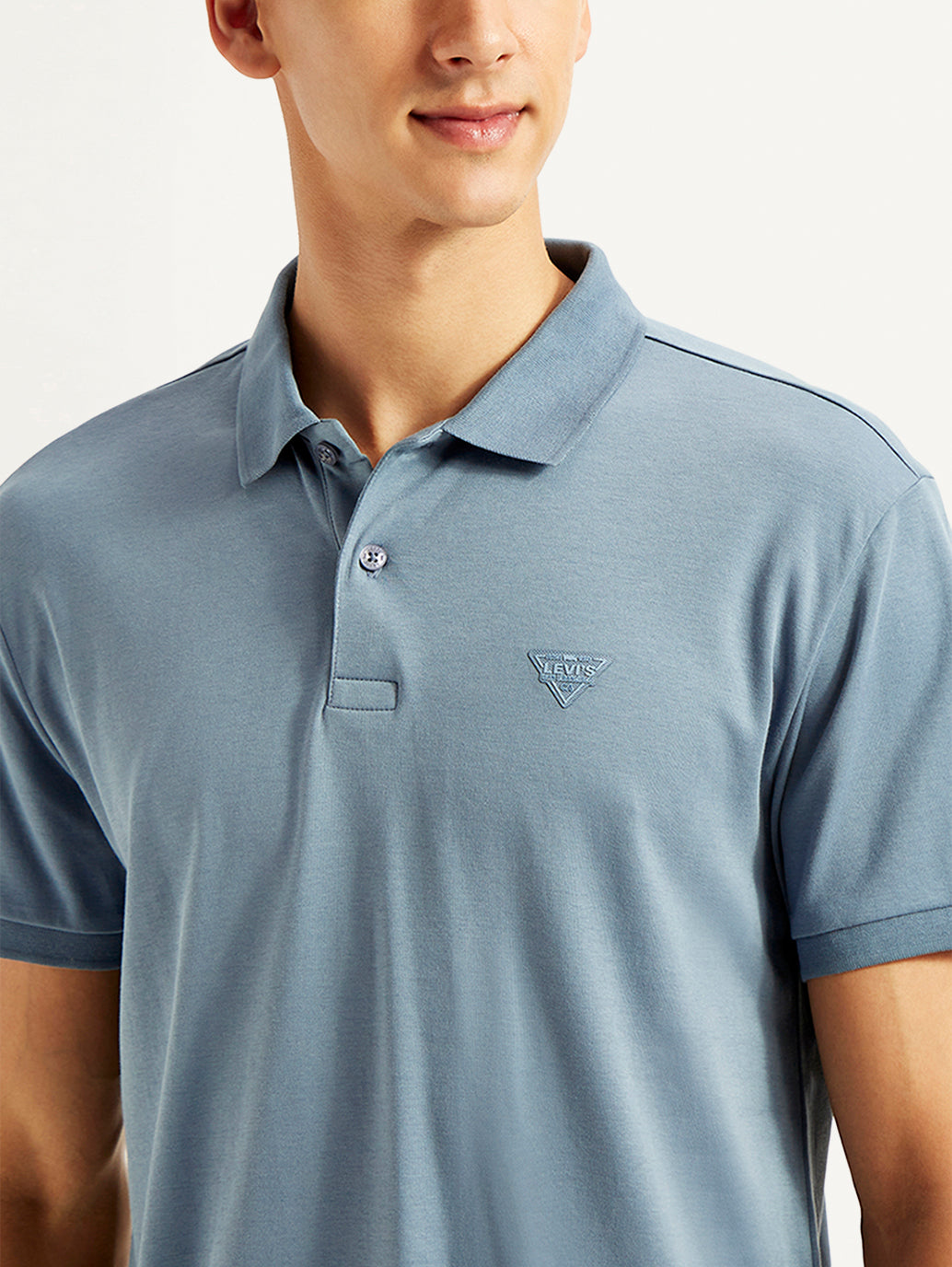 Men's Solid Slim Fit Polo T-shirt - Detail View