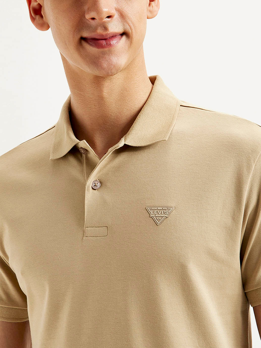 Men's Solid Slim Fit Polo T-shirt - Detail View