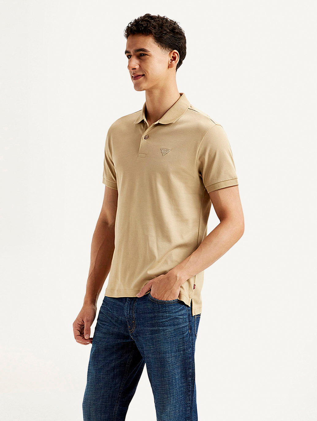 Men's Solid Slim Fit Polo T-shirt - Side View