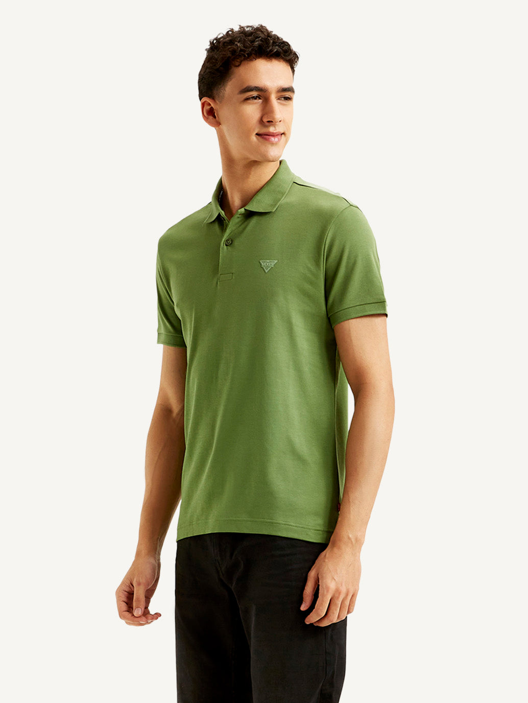 Men's Solid Slim Fit Polo T-shirt - Side View
