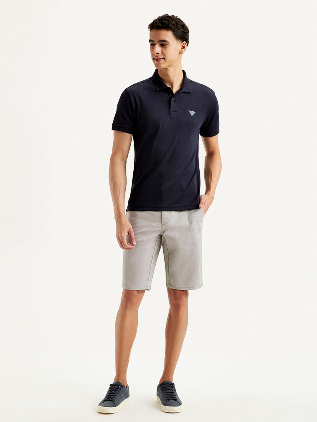 Men's Solid Slim Fit Polo T-shirt - Front View