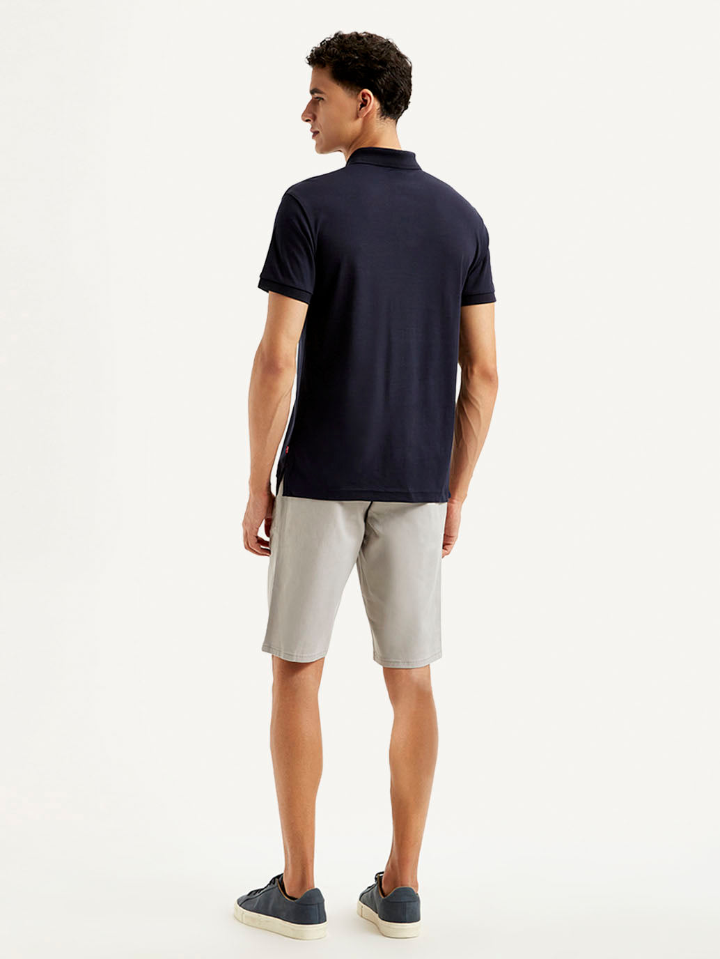 Men's Solid Slim Fit Polo T-shirt - Back View