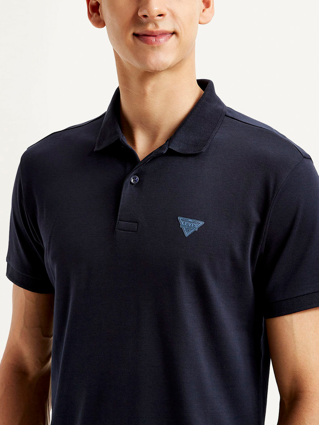 Men's Solid Slim Fit Polo T-shirt - Detail View
