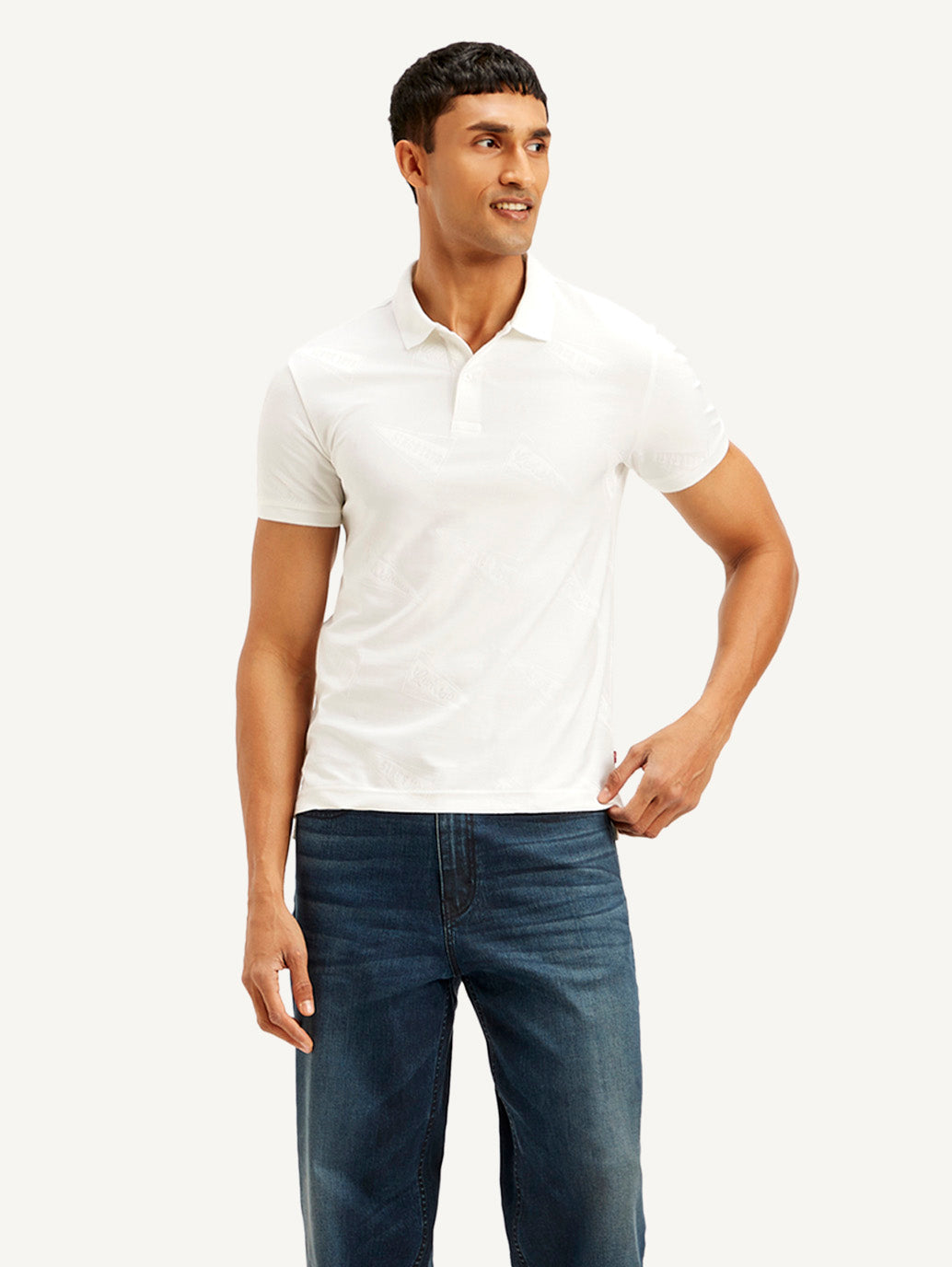 Men's Solid Slim Fit Polo T-shirt - Front View