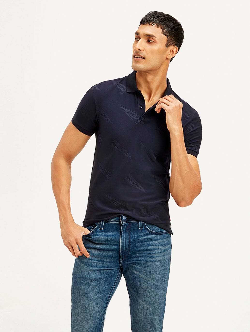 Men's Brand Logo Slim Fit Polo T-shirt