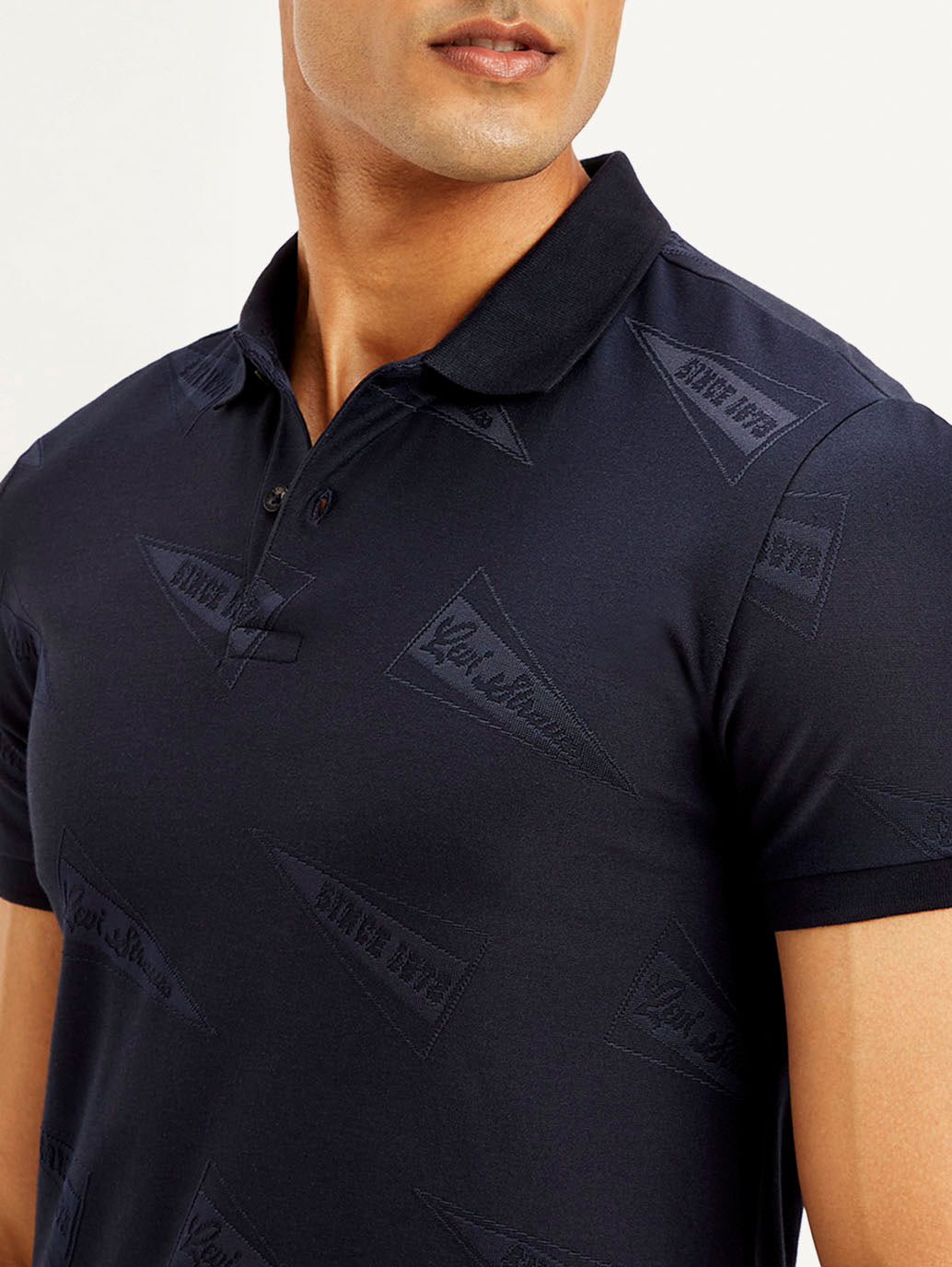 Men's Brand Logo Slim Fit Polo T-shirt - Detail View
