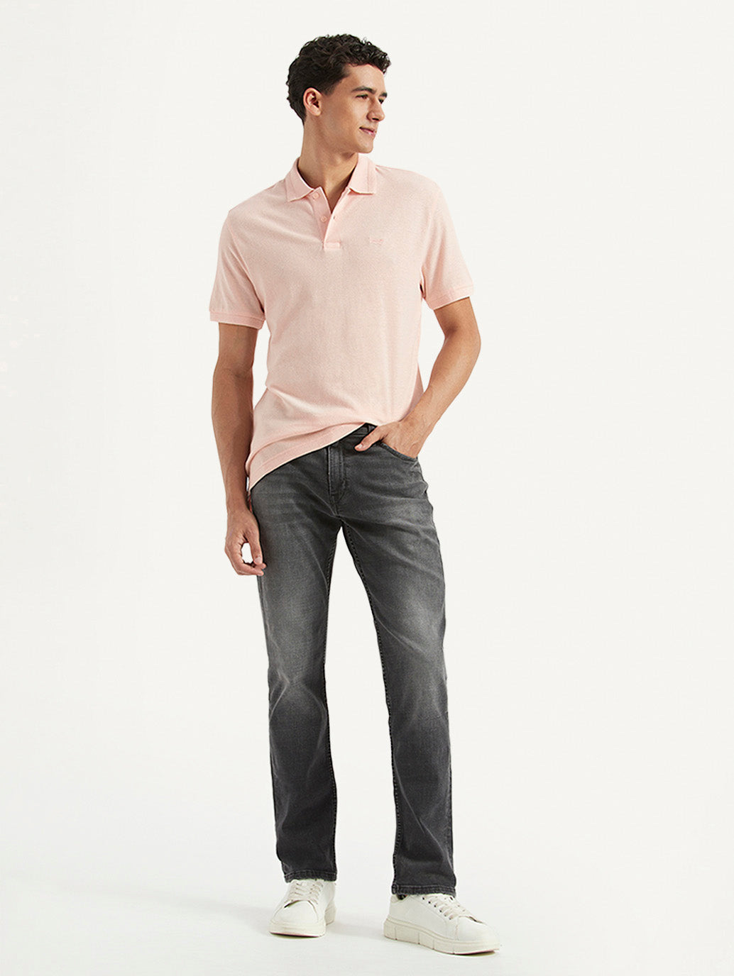 Men's Solid Slim Fit Polo Linen T-shirt - Styleshot View
