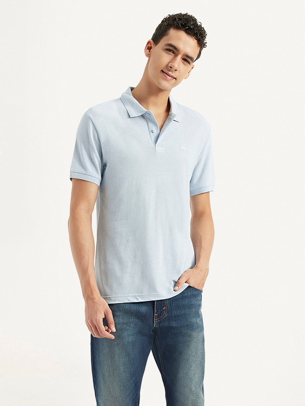 Men's Solid Slim Fit Polo Linen T-shirt - Styleshot View