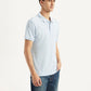 Men's Solid Slim Fit Polo Linen T-shirt - Side View