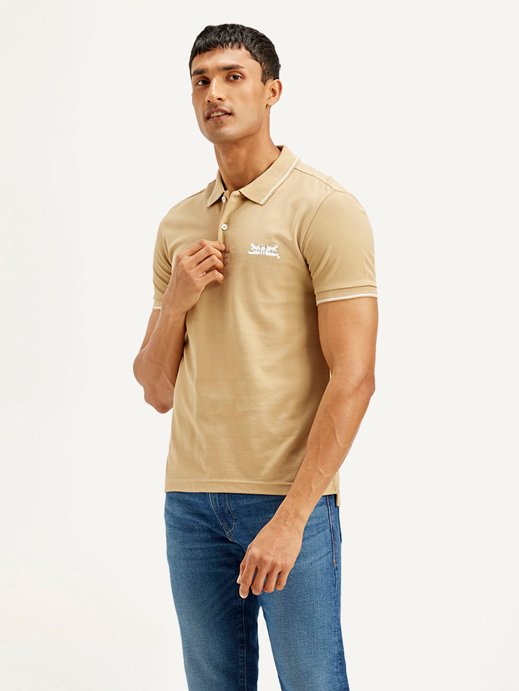 Men's Solid Slim Fit Polo T-shirt - Side View