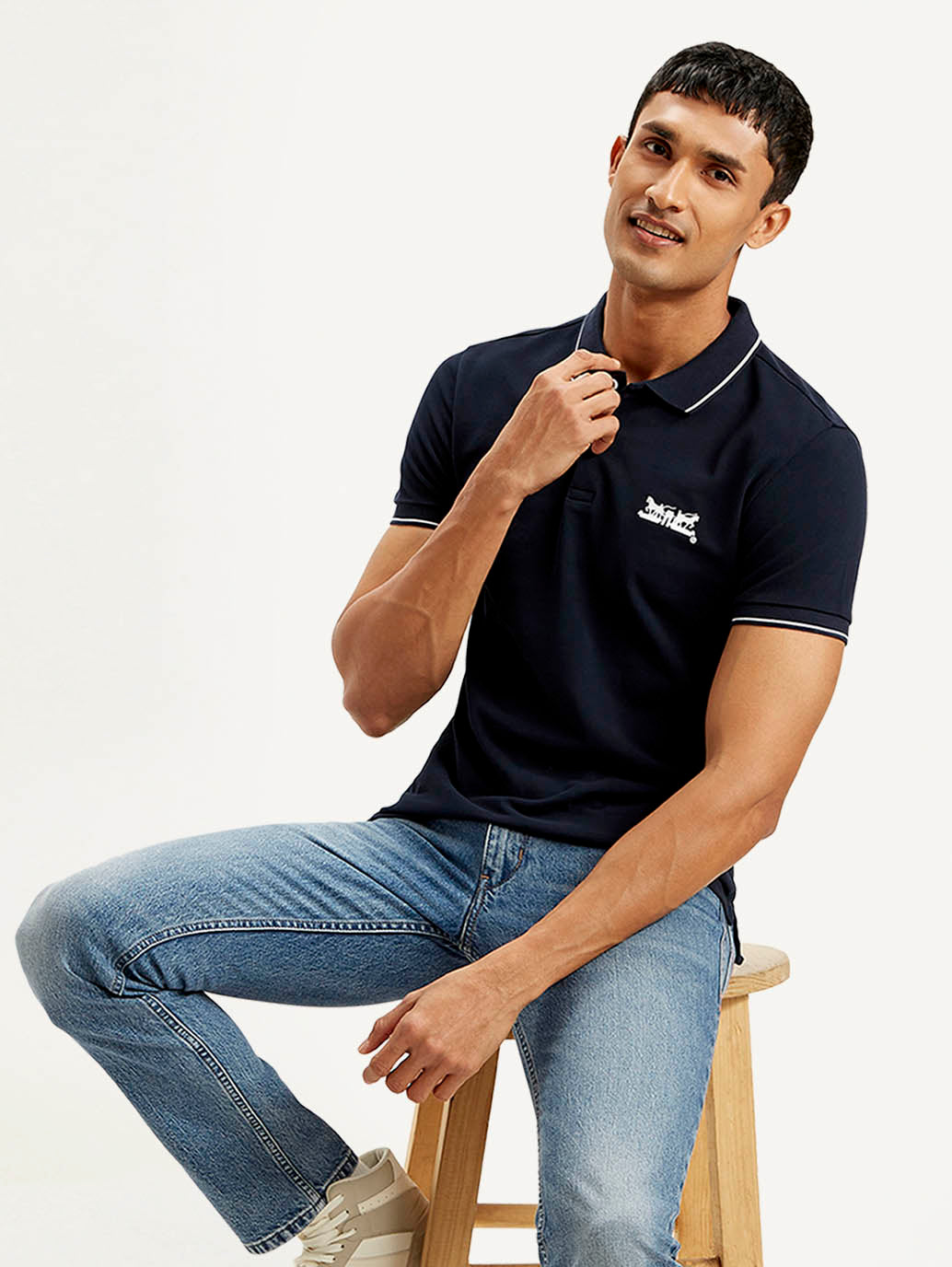 Men's Solid Slim Fit Polo T-shirt - Styleshot View