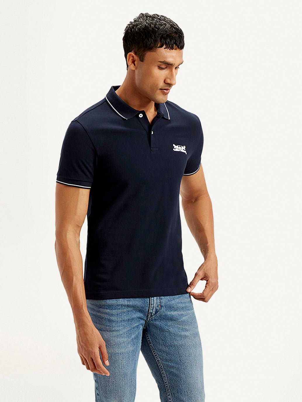 Men's Solid Slim Fit Polo T-shirt - Side View