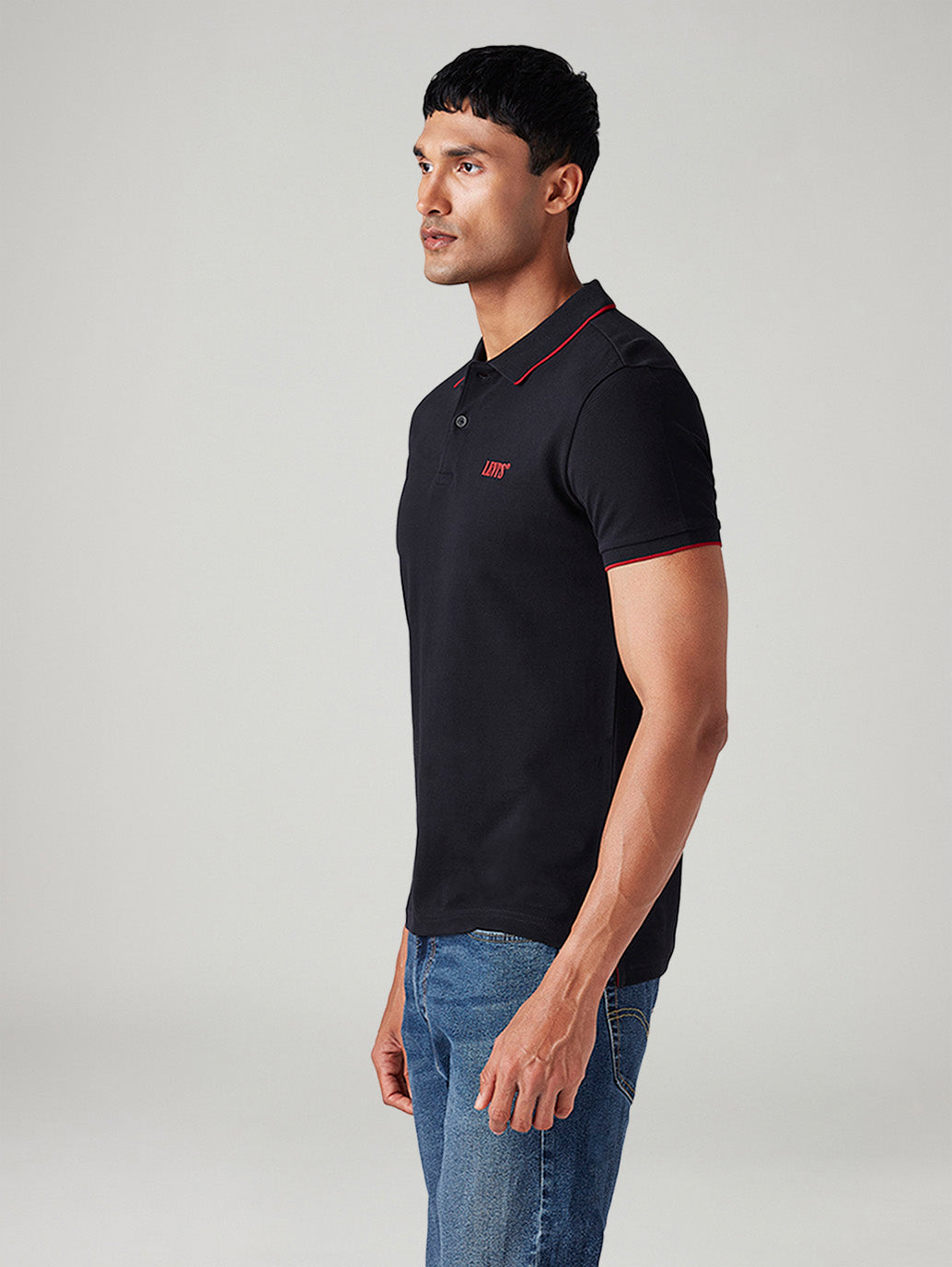 Men's Solid Slim Fit Polo T-Shirt - Side View