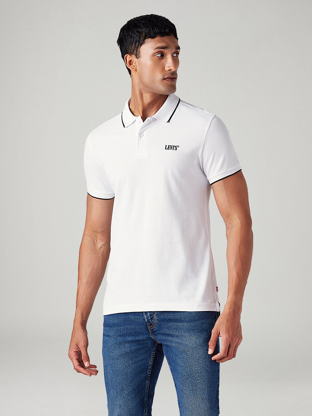 Men's Solid Slim Fit Polo T-Shirt - Front View