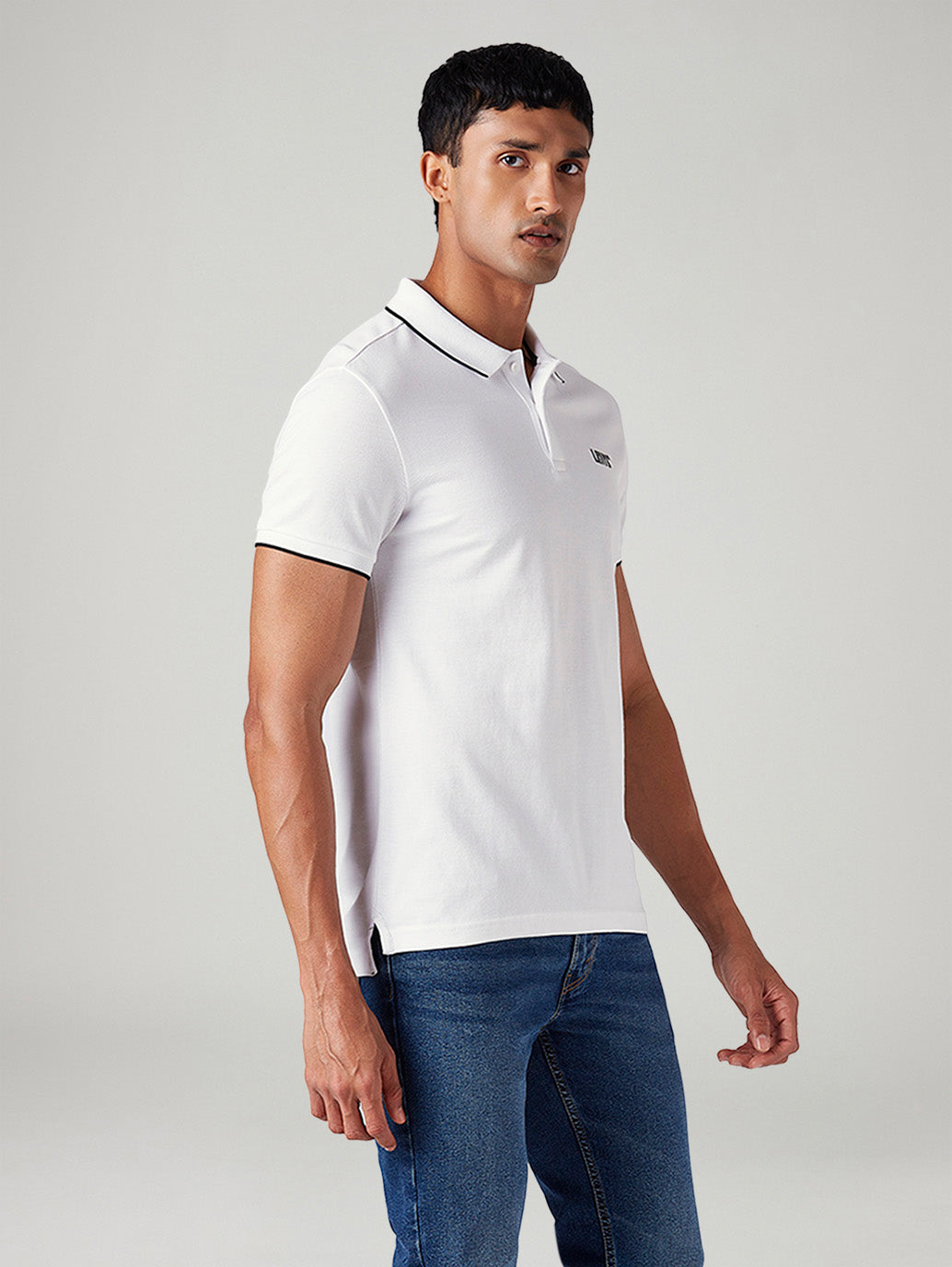 Men's Solid Slim Fit Polo T-Shirt - Side View