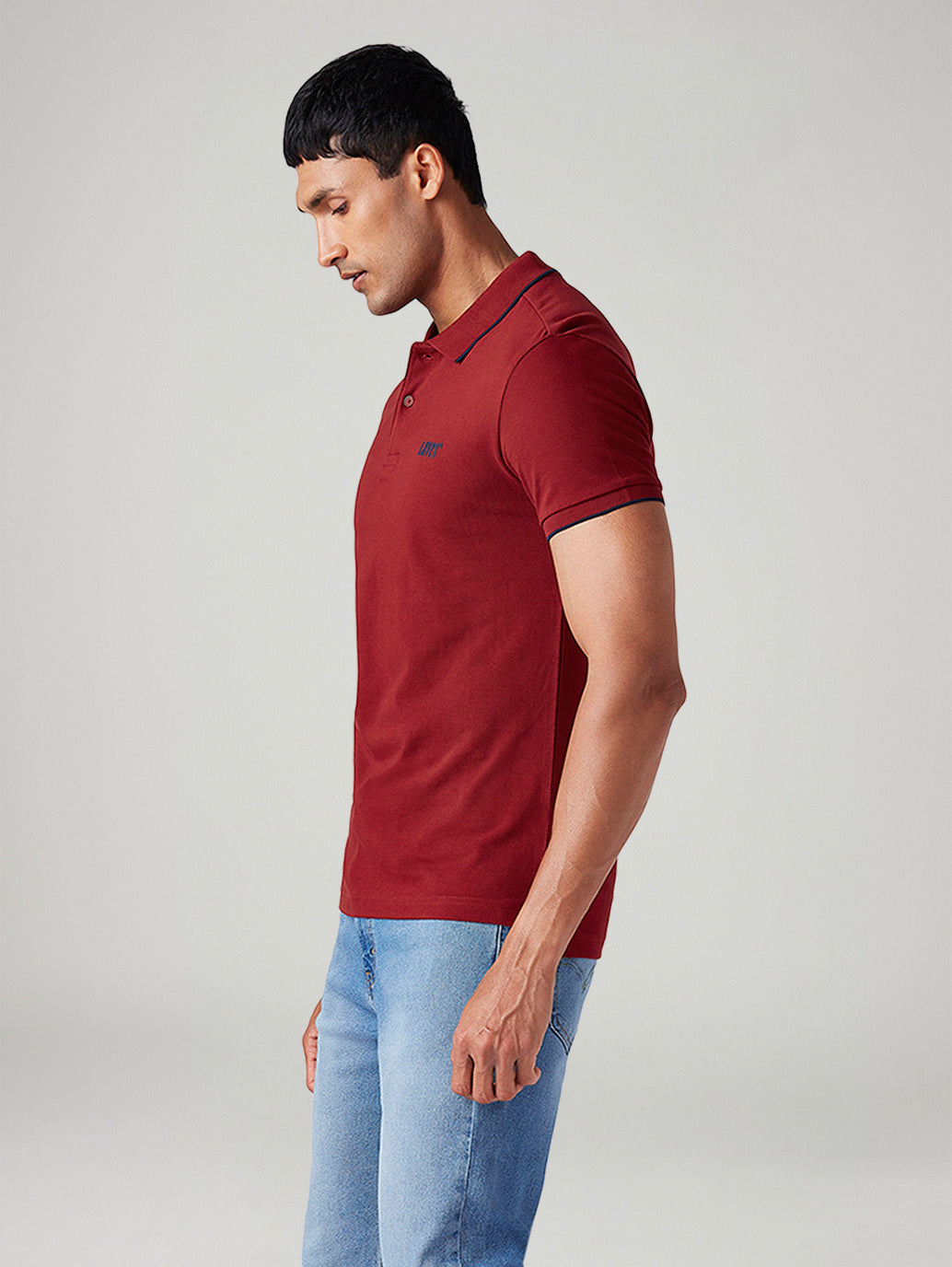 Men's Solid Slim Fit Polo T-Shirt - Side View