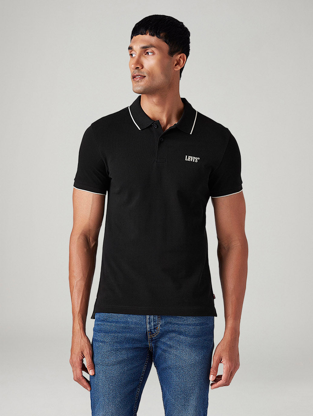 Men's Solid Slim Fit Polo T-Shirt - Front View