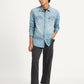 Men's Solid Regular Fit Denim Shirt - Front View
