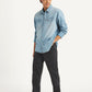 Men's Solid Regular Fit Denim Shirt - Side View
