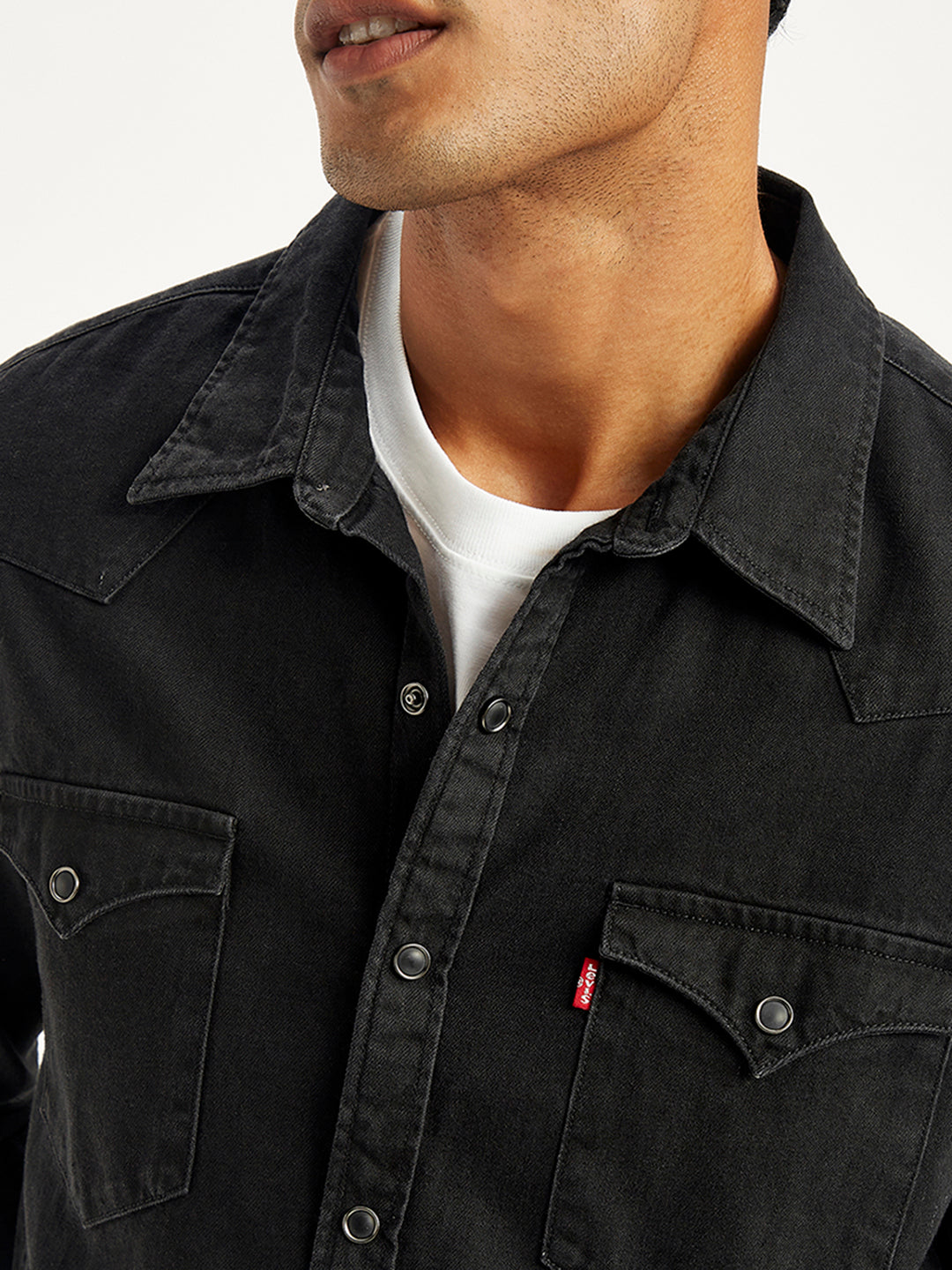 Men's Solid Regular Fit Denim Shirt - d86feb68-63ac-4097-ab76-009e75922a42 View