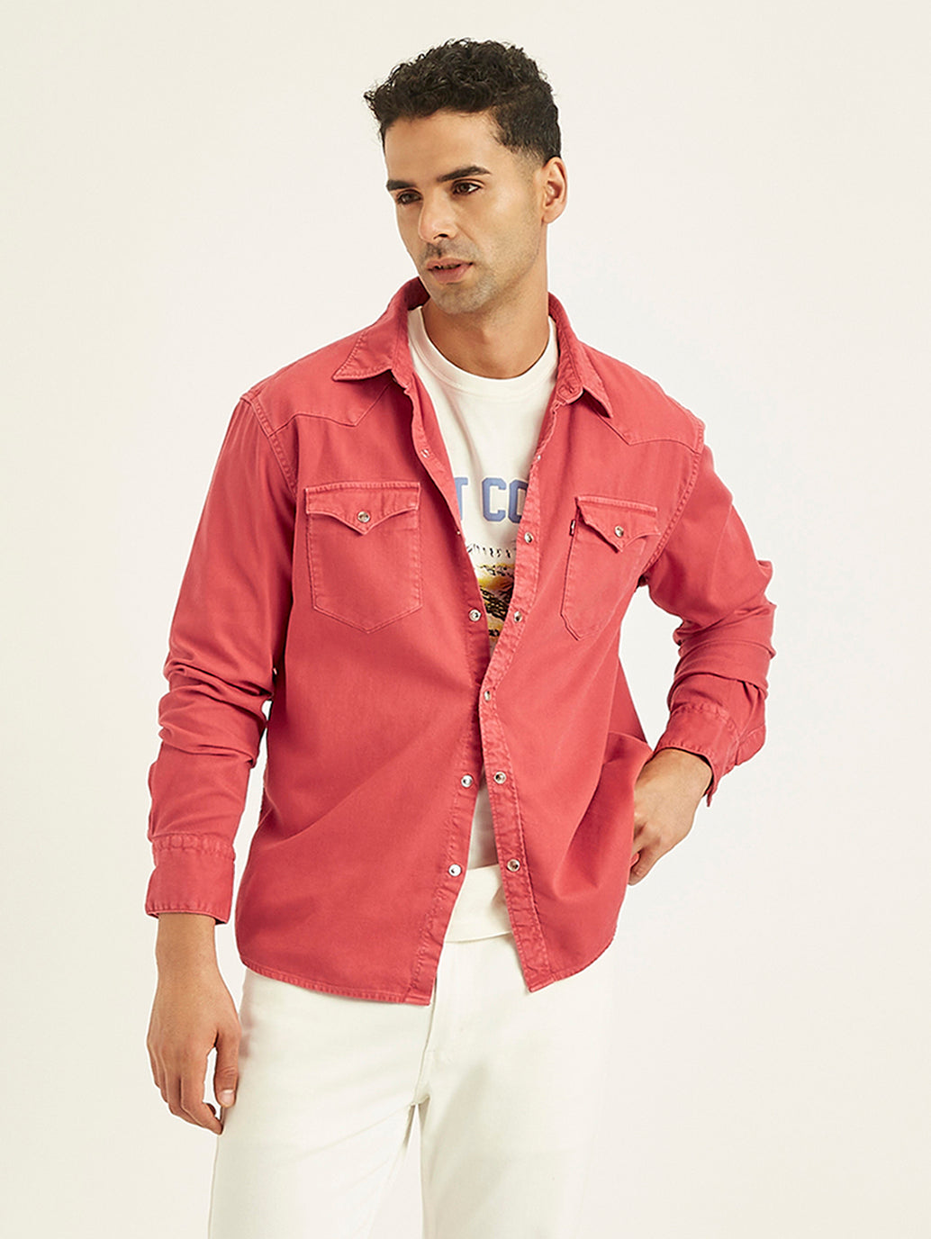 Men's Solid Slim Fit Denim Shirt - 113997bb-2d82-40b2-aed1-fbd489148c34 View