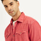 Men's Solid Slim Fit Denim Shirt - Detail View