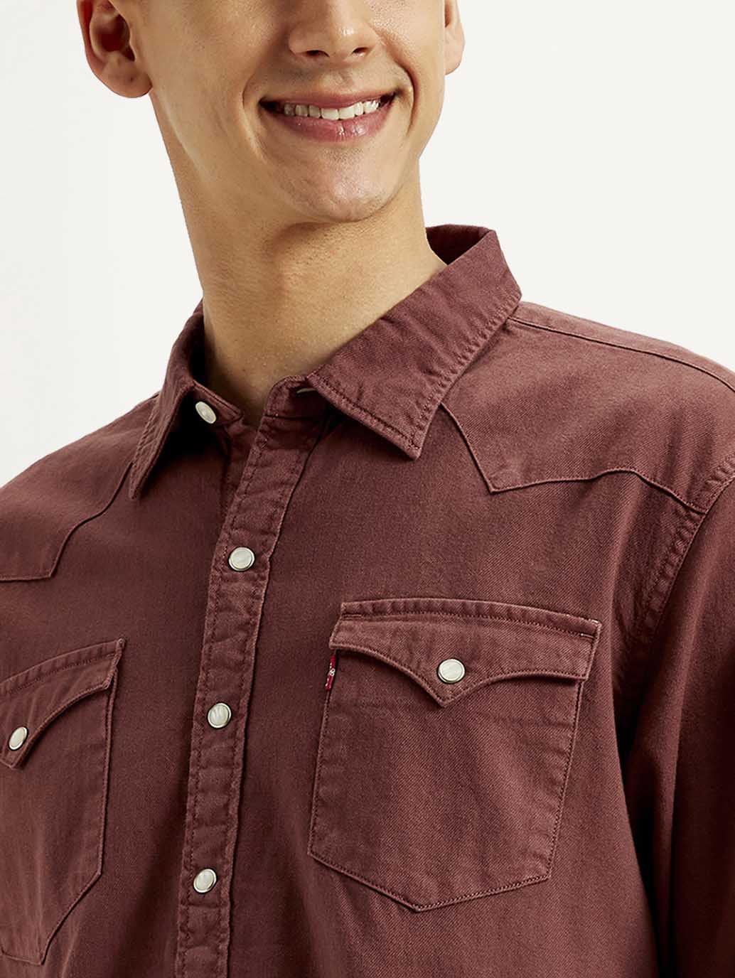 Men's Solid Dyed Slim Fit Shirt - Detail View