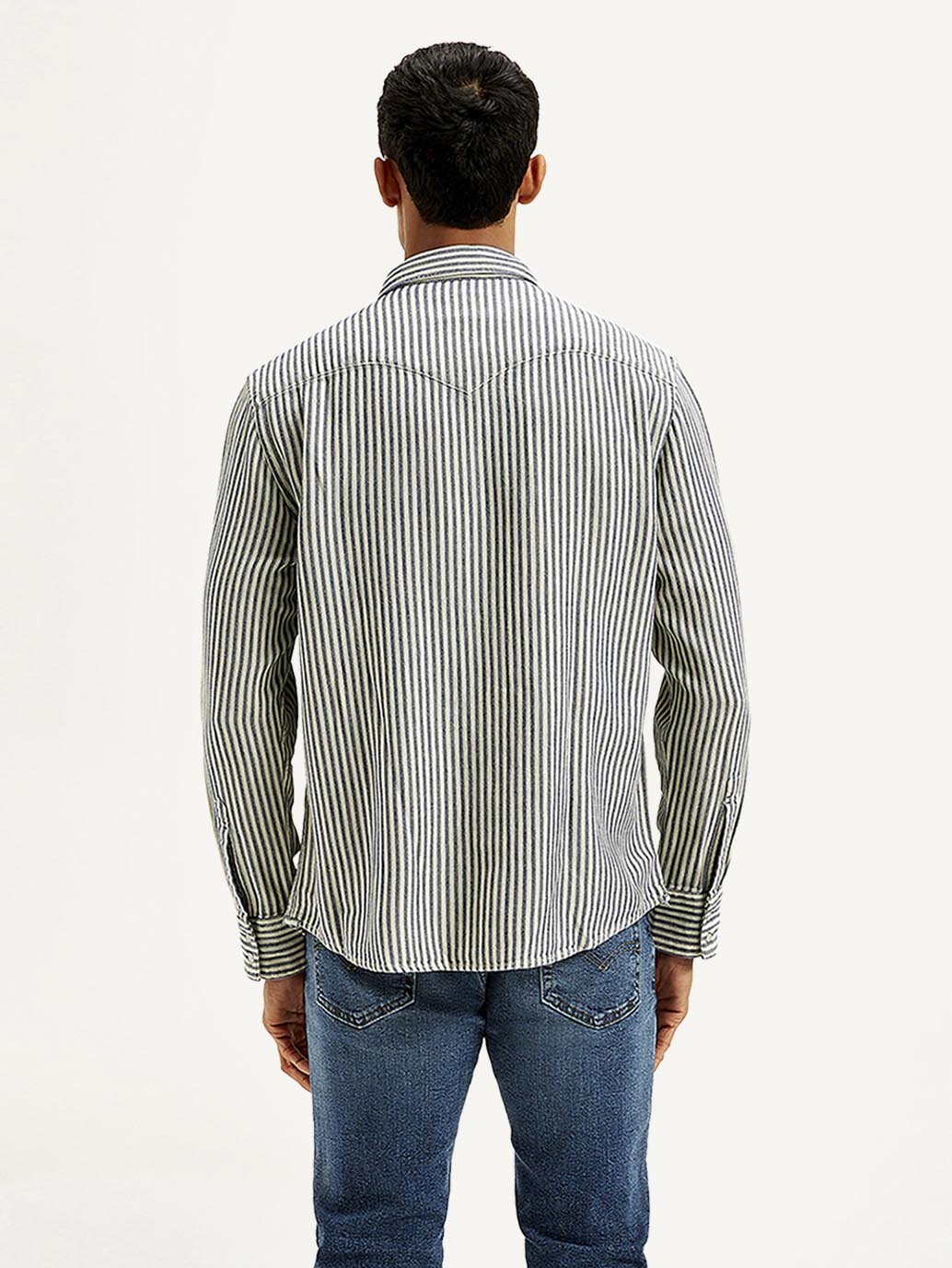 Men's Striped Slim Fit Shirt - Back View