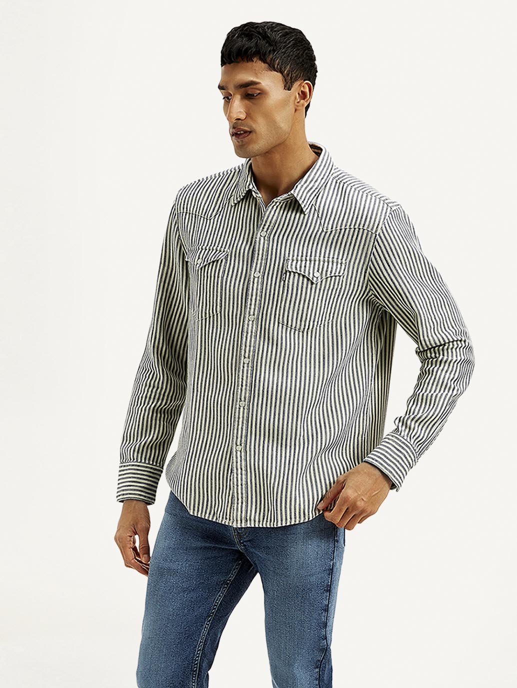 Men's Striped Slim Fit Shirt - Side View