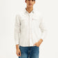 Men's Solid White Spread Collar Denim Shirt - Front View