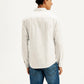 Men's Solid White Spread Collar Denim Shirt - Back View