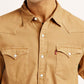 Men's Solid Overdyed Slim Fit Shirt - Detail View