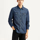 Men's Solid Indigo Slim Fit Shirt - front View
