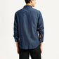 Men's Solid Indigo Slim Fit Shirt - Back View