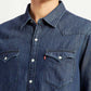 Men's Solid Indigo Slim Fit Shirt - Detail View