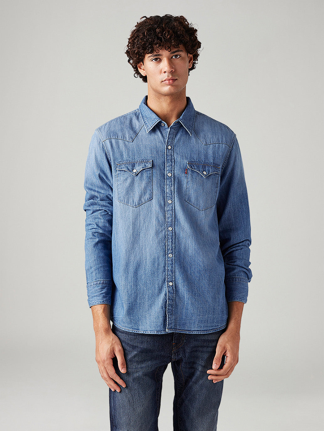 Men's Solid Slim Fit Shirt - Front View