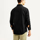 Men's Solid Black Slim Fit Denim Shirt - Back View