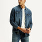 Men's Solid Dark Blue Slim Fit Denim Shirt - Styleshot View