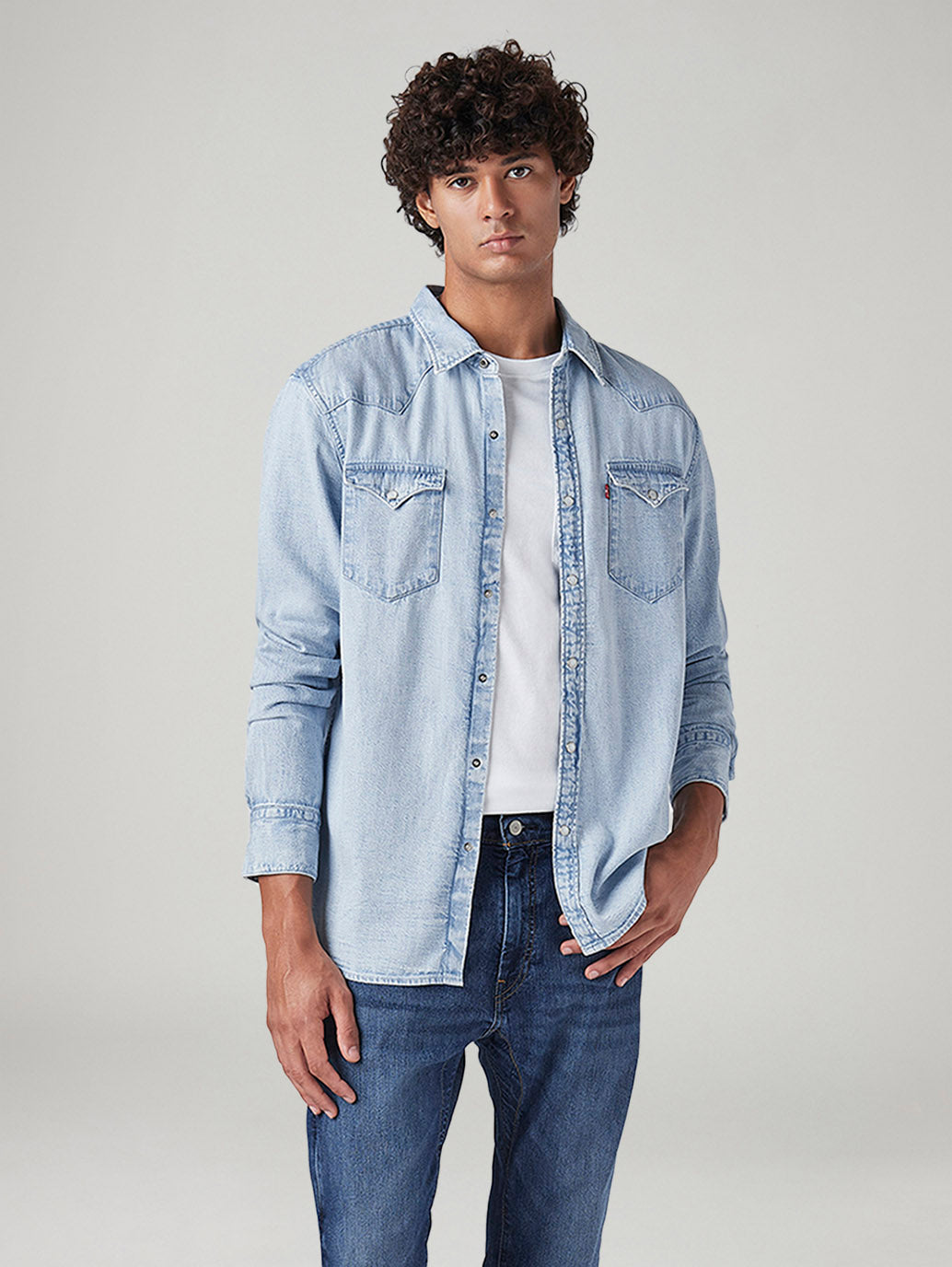 Men's Solid Slim Fit Denim Shirt