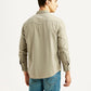Men's Solid Beige Slim Fit Denim Shirt - Back View