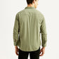 Men's Solid Olive Slim Fit Denim Shirt - Back View