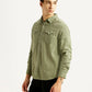 Men's Solid Olive Slim Fit Denim Shirt - Side View