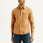 Men's Solid Tan Slim Fit Denim Shirt - Styleshot View