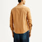 Men's Solid Tan Slim Fit Denim Shirt - Back View