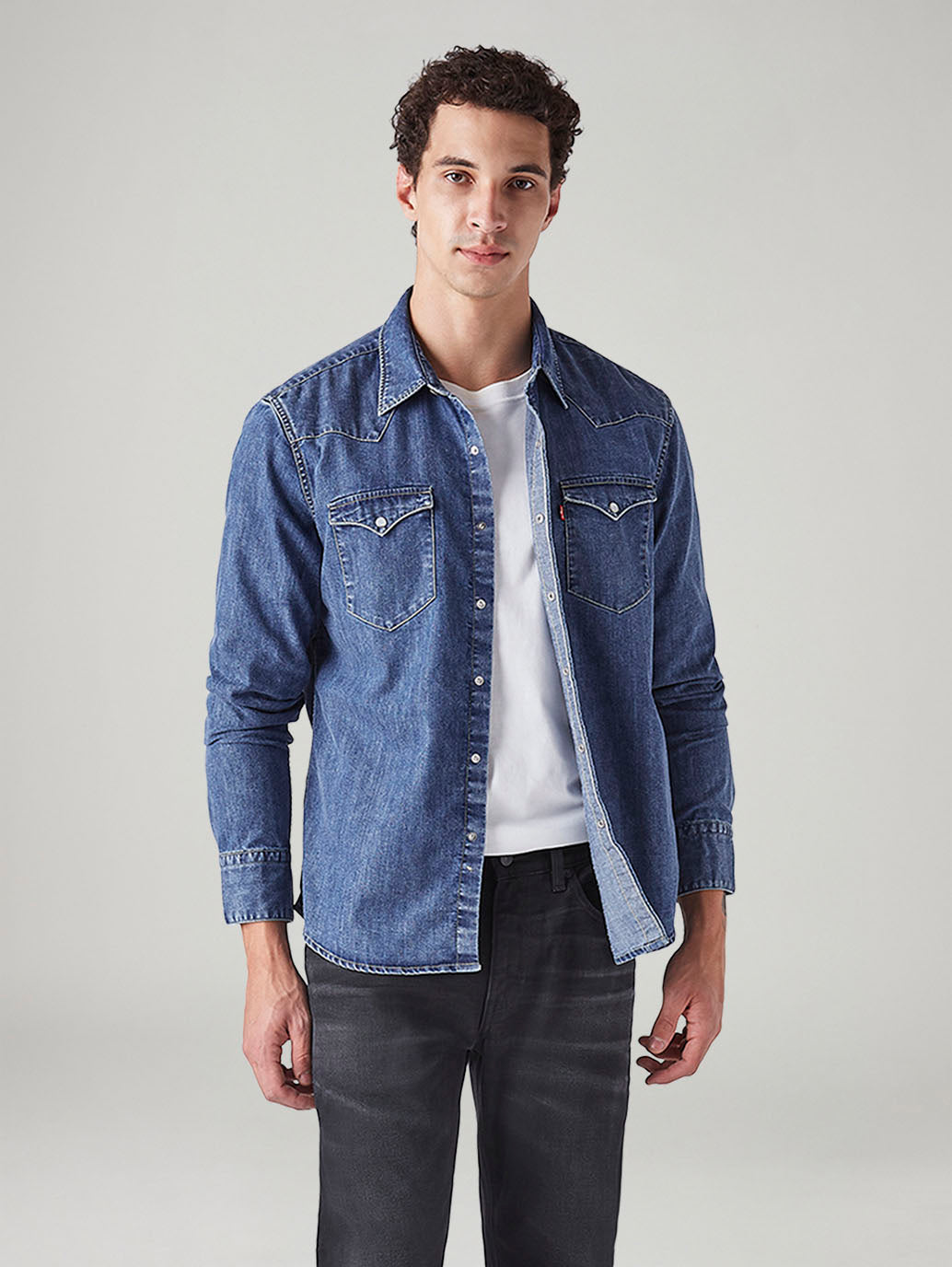 Men's Solid Slim Fit Denim Shirt - Styleshot View
