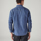 Men's Solid Slim Fit Denim Shirt - Back View