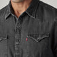 Men's Solid Slim Fit Denim Shirt - Detail View