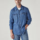 Men's Solid Slim Fit Denim Shirt - Front View