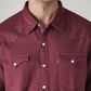 Men's Solid Slim Fit Overdyed Denim Shirt - Detail View